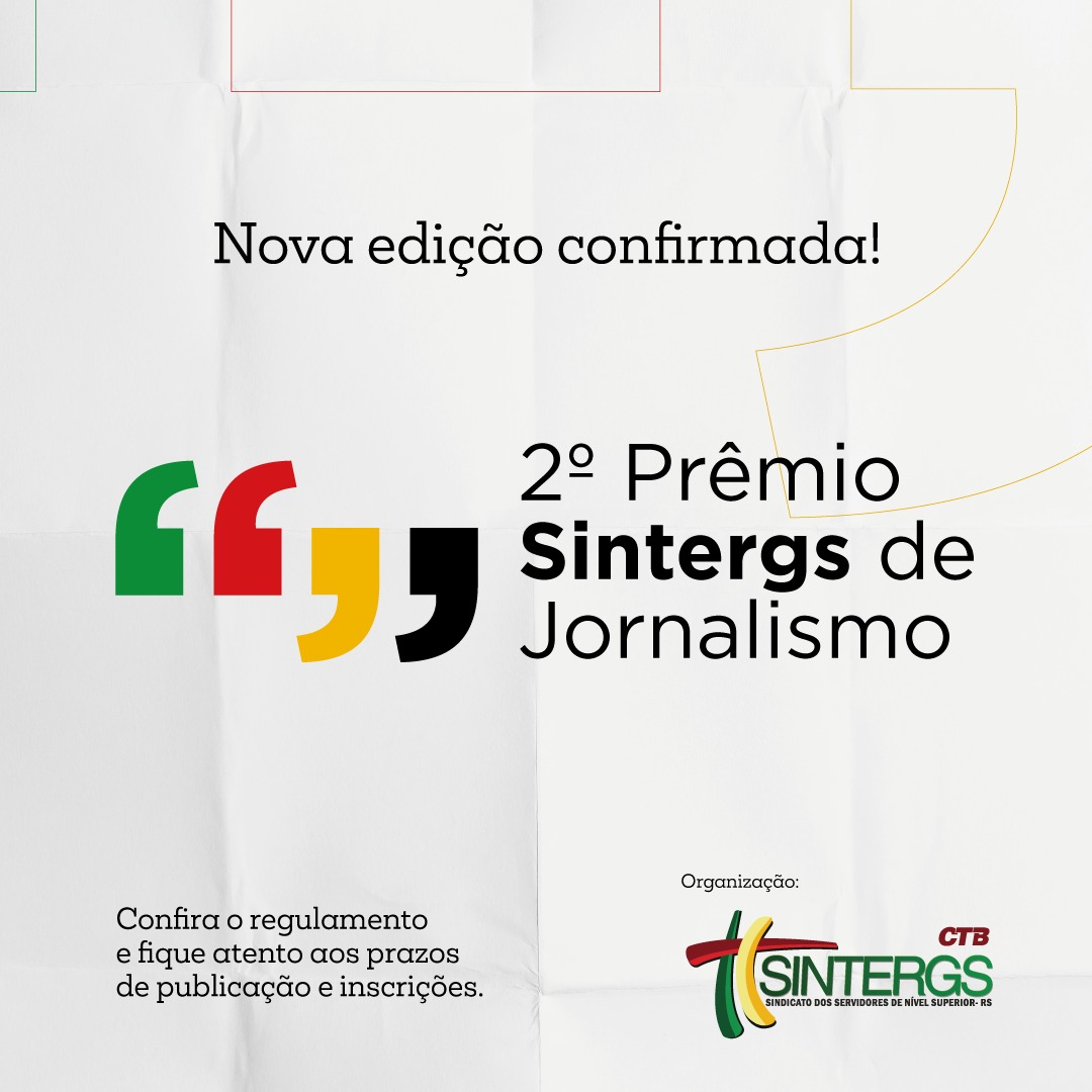 Sindicato lança 2ª edição do Prêmio Sintergs de Jornalismo