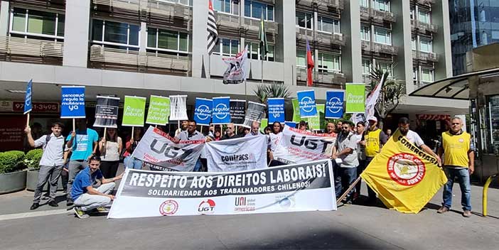 UGT participa de ato em solidariedade aos trabalhadores Chilenos