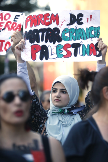 Palestinos: atos pedem cessar fogo de Israel/Foto: Paulo Pinto