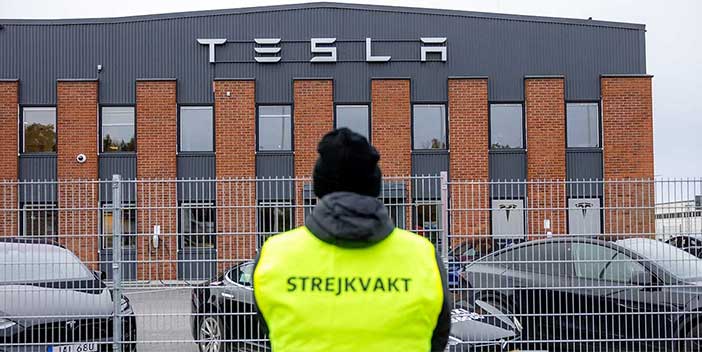Greve da Tesla na Suécia tem apoio de outros sindicatos