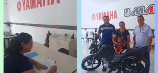 Comerciária da Coopercica ganhadora do sorteio de inauguração retirou o grande prêmio na Yamaha de Vinhedo, nesta quarta (6)