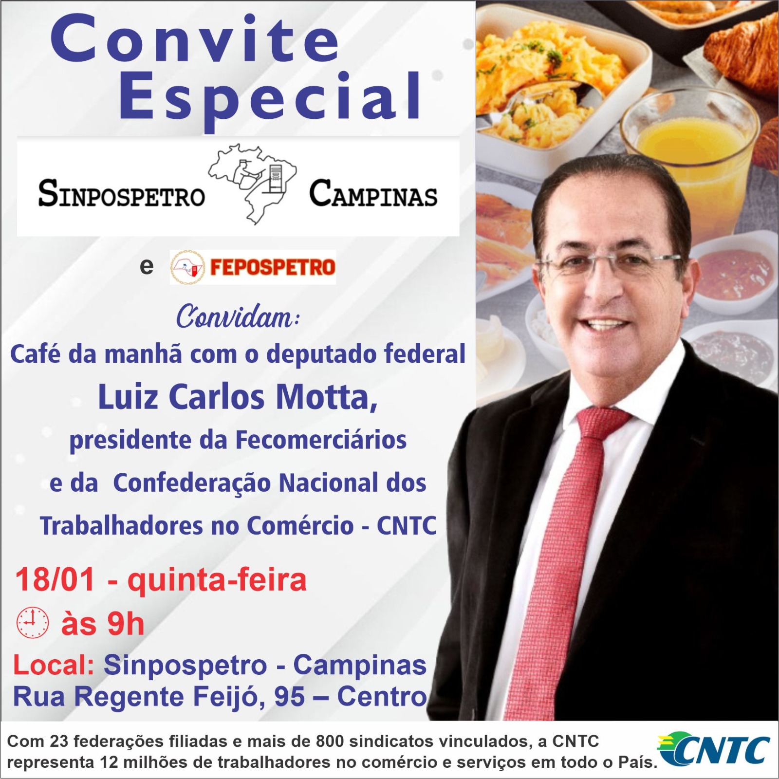 Sinpospetro-Campinas e FEPOSPETRO promovem encontro com deputado federal Luiz Carlos Motta