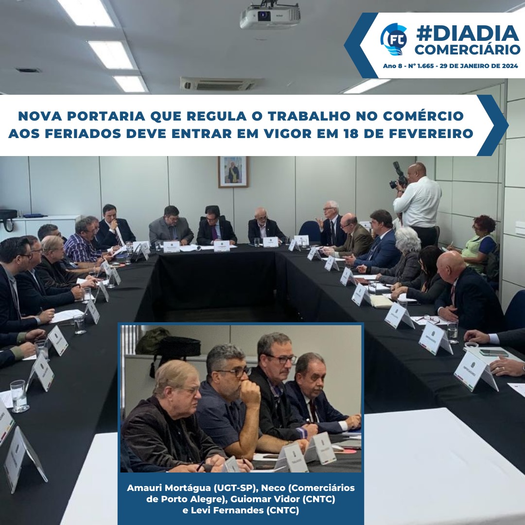 o ministro Marinho anunciou que vai reeditar a portaria para estabelecer diretrizes sobre as atividades do comércio em geral aos feriados.