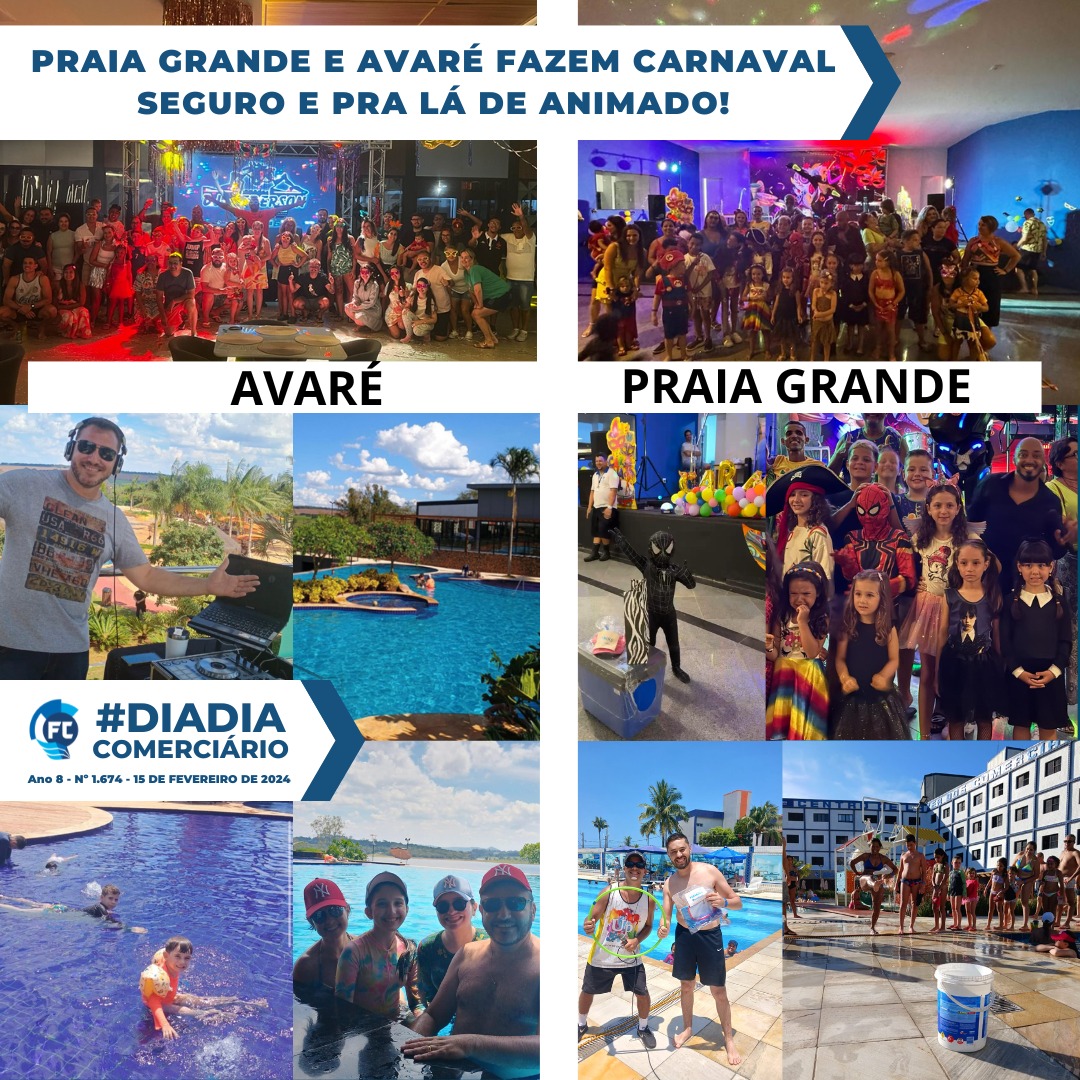 Carnaval nos Centros de Lazer da Fecomerciários em Praia Grande e Avaré foi animado.
