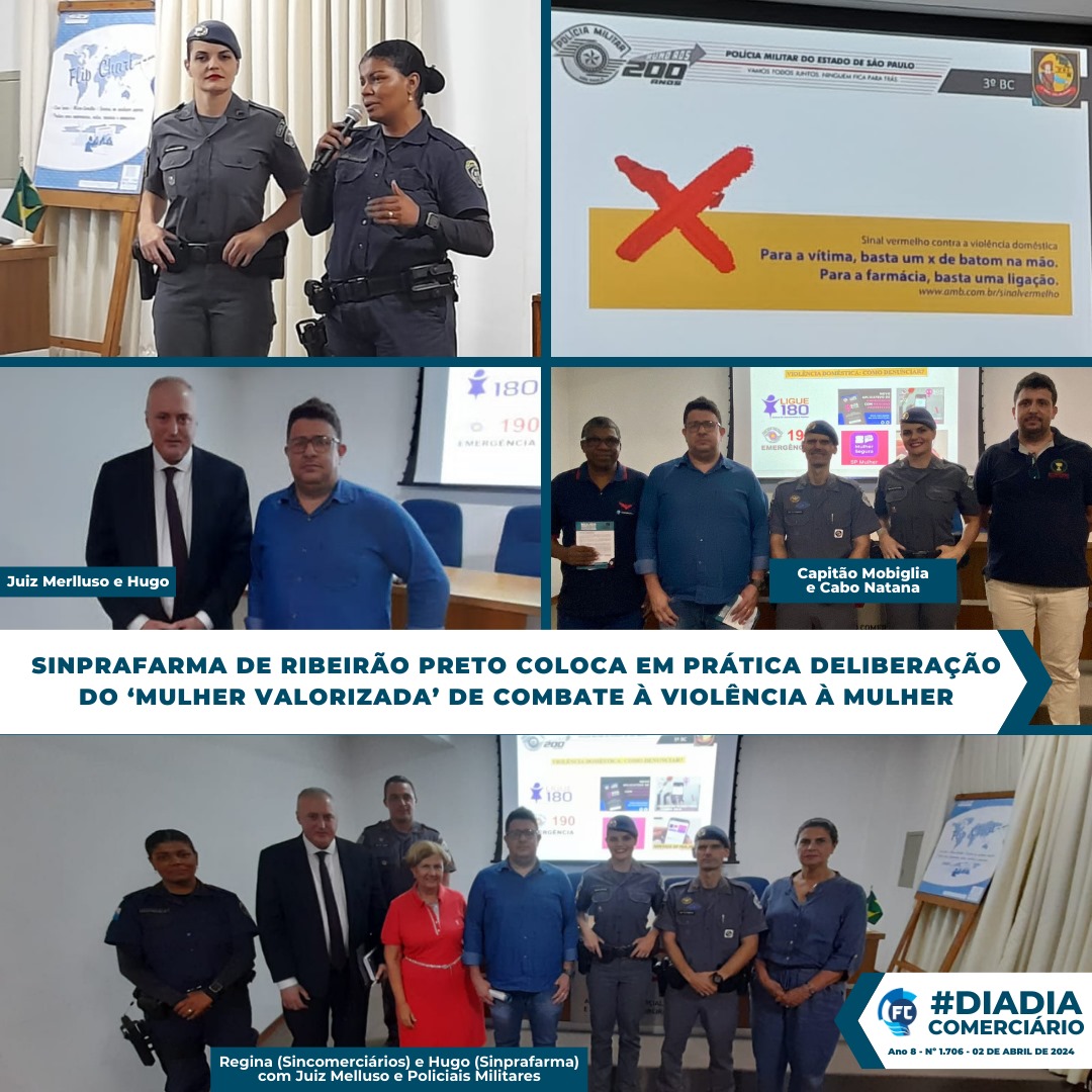 Combate à violência doméstica: Sinprafarma de Ribeirão Preto coloca em prática deliberação do Mulher Valorizada.