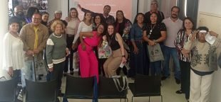 Diretoras do SINTETEL Maria Edna e Aline Morais e Rosilânia Correa, diretora dos Comerciários