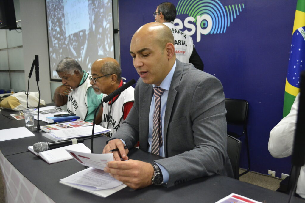 Para o presidente do Sindalesp, Filipe Carriço, o resultado vantajoso aos Servidores da Alesp foi graças à união de toda a categoria. Foto: Renato Luque/Imprensa Fessp-Esp.