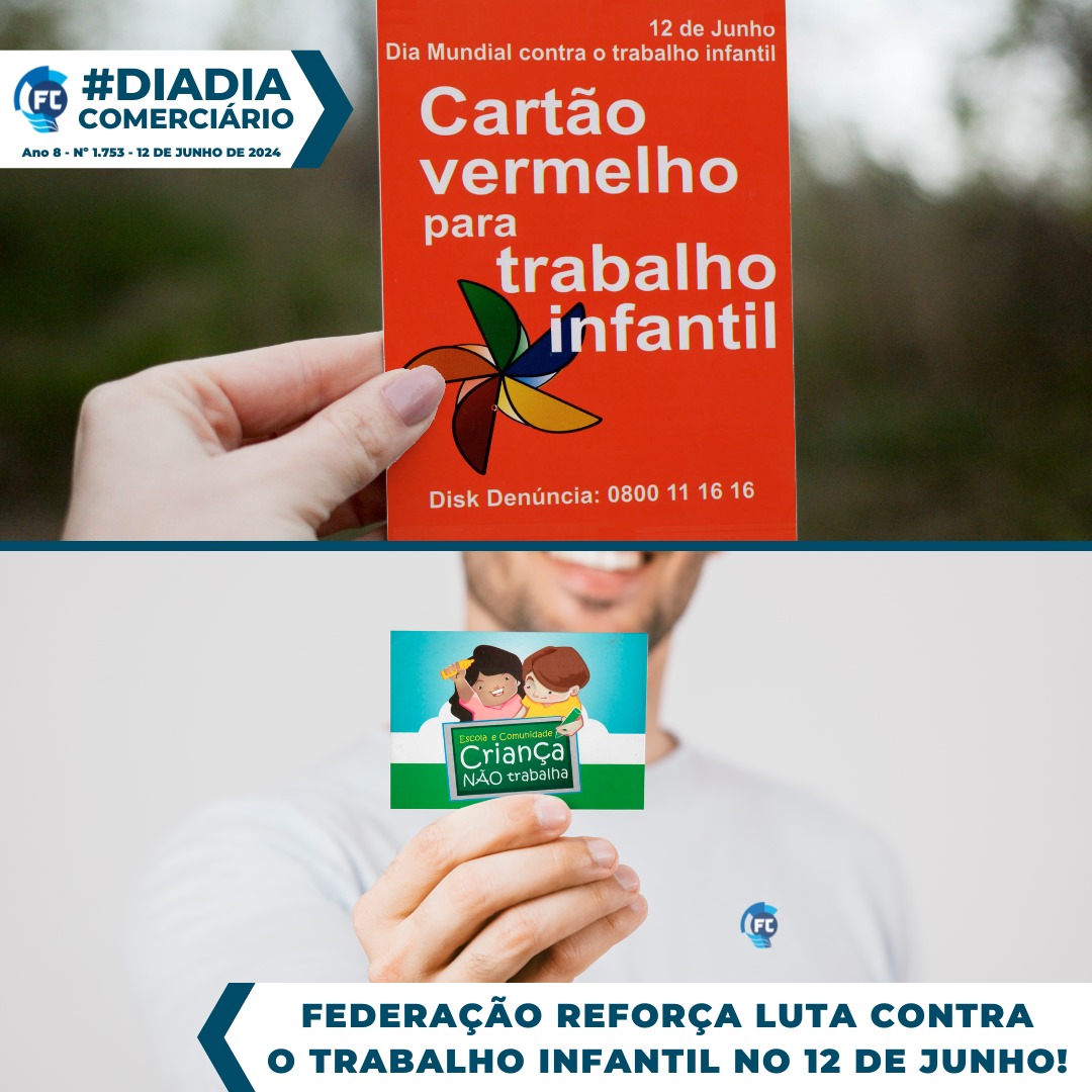 A Fecomerciários e seus 72 sindicatos filiados reforçam a luta contra o trabalho infantil.