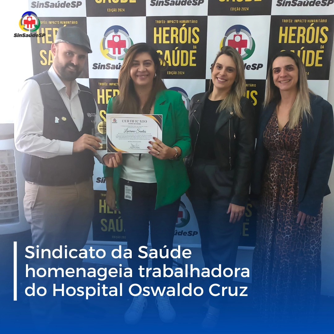 Heróis da Saúde: SinSaúdeSP premia profissional da enfermagem