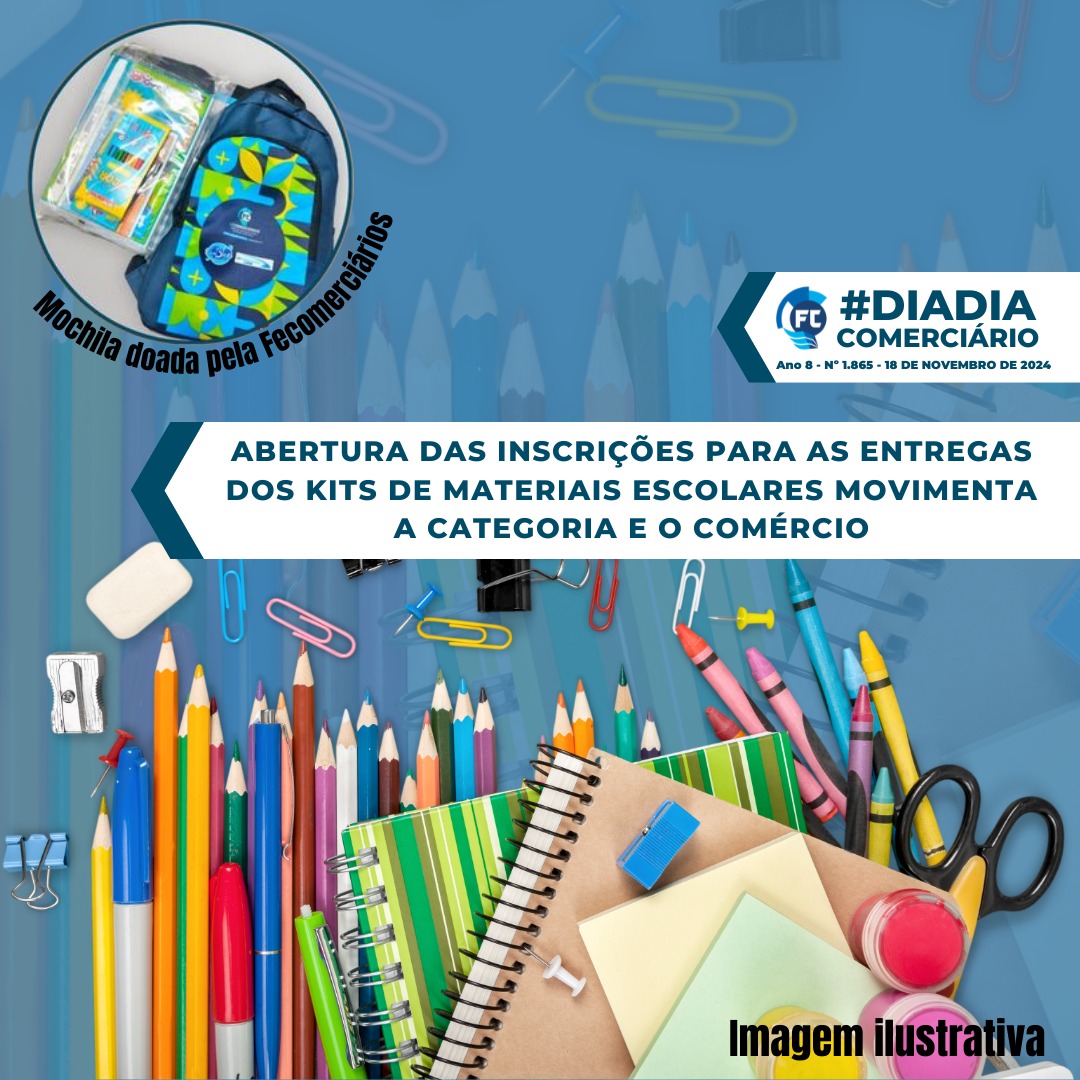 Sindicatos filiados à Fecomerciários preparam entrega de kits de materiais escolares. 