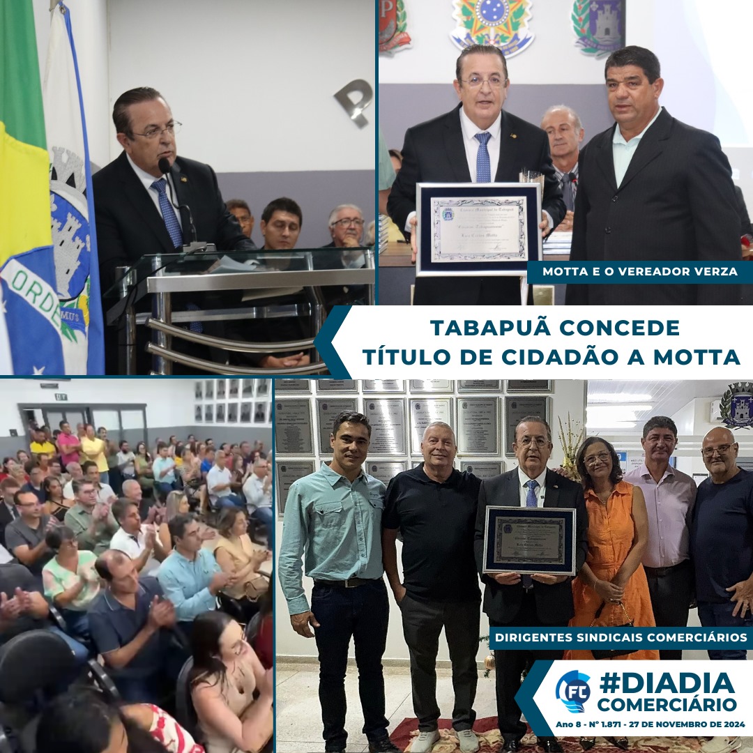 Em cerimônia realizada nesta segunda (25), o deputado Luiz Carlos Motta recebeu Título de Cidadão de Tabapuã.