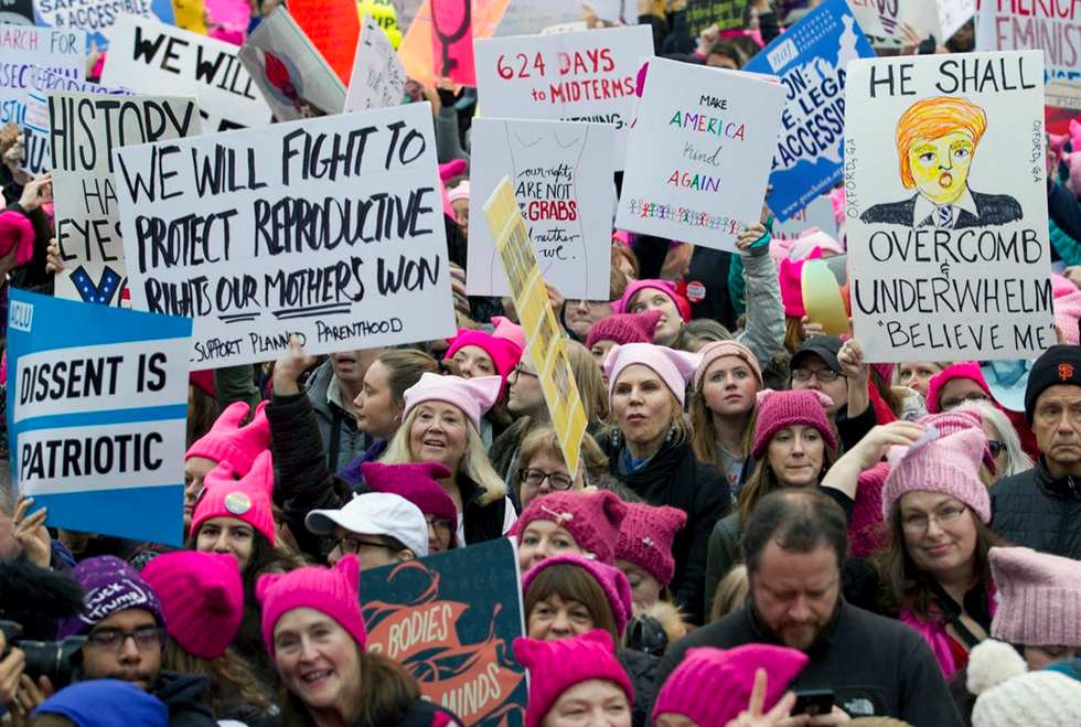 Algumas das mais de 500.000 que participaram da Marcha das Mulheres na última vez em que Trump foi empossado. Foto: Jose Luis Magana/AP