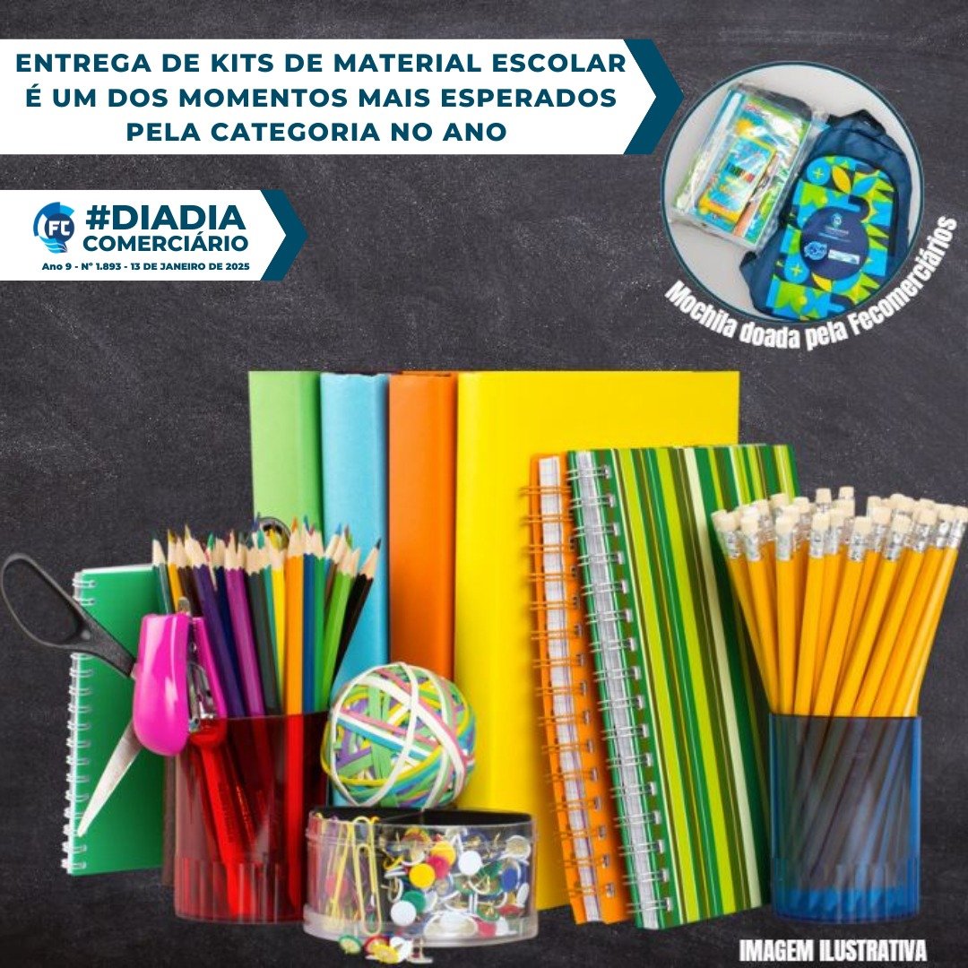Sindicatos filiados à Fecomerciários entregam kits de material escolar