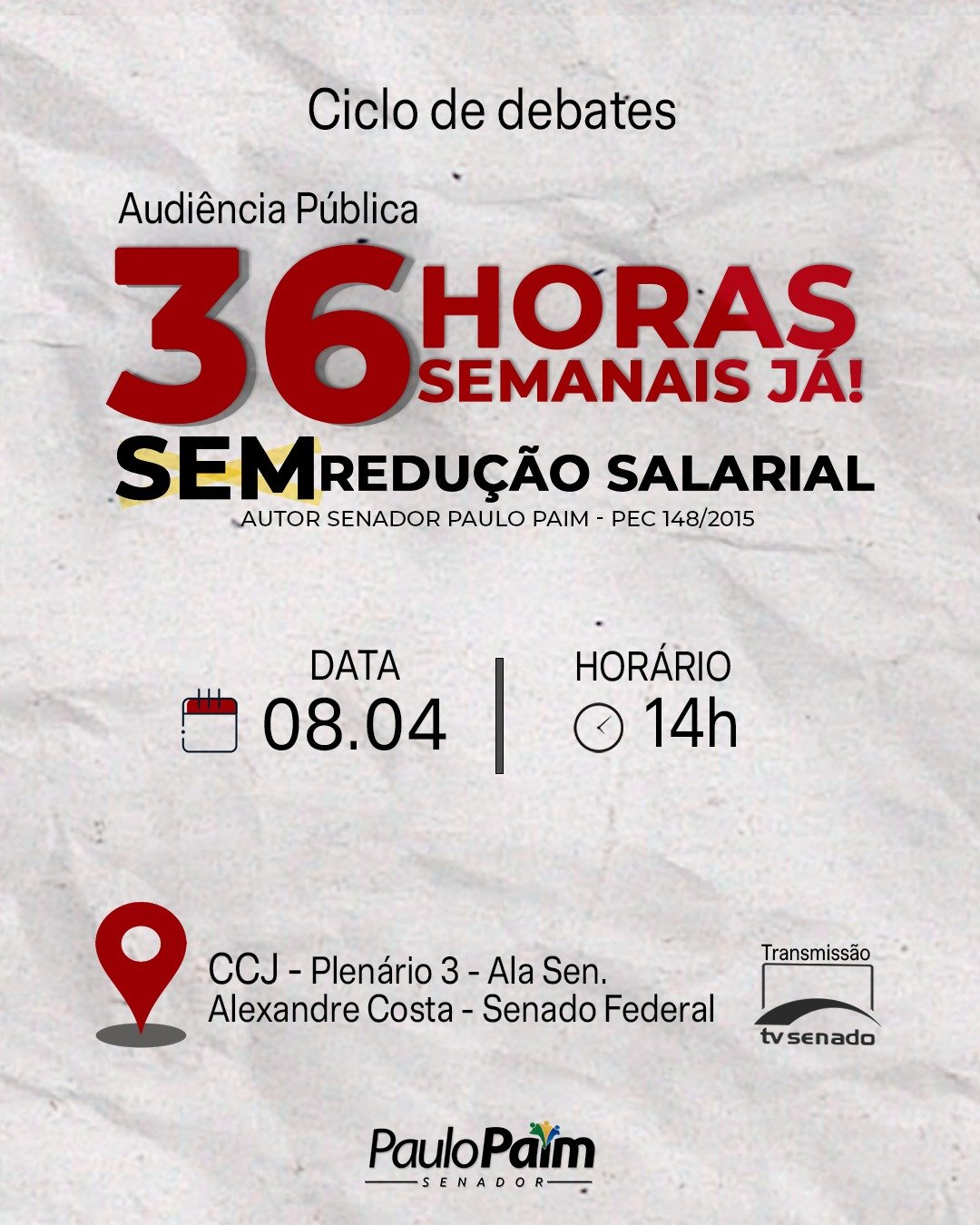 CCJ do Senado promove debate sobre 36 horas semanais CCJ do Senado promove debate sobre 36 horas semanais