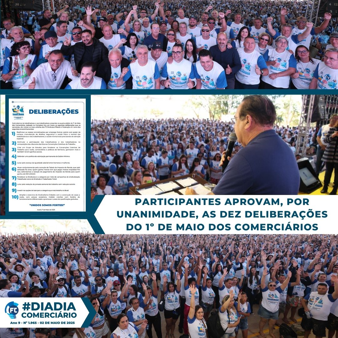 1º de Maio dos Comerciários: deliberações aprovadas por unanimidade