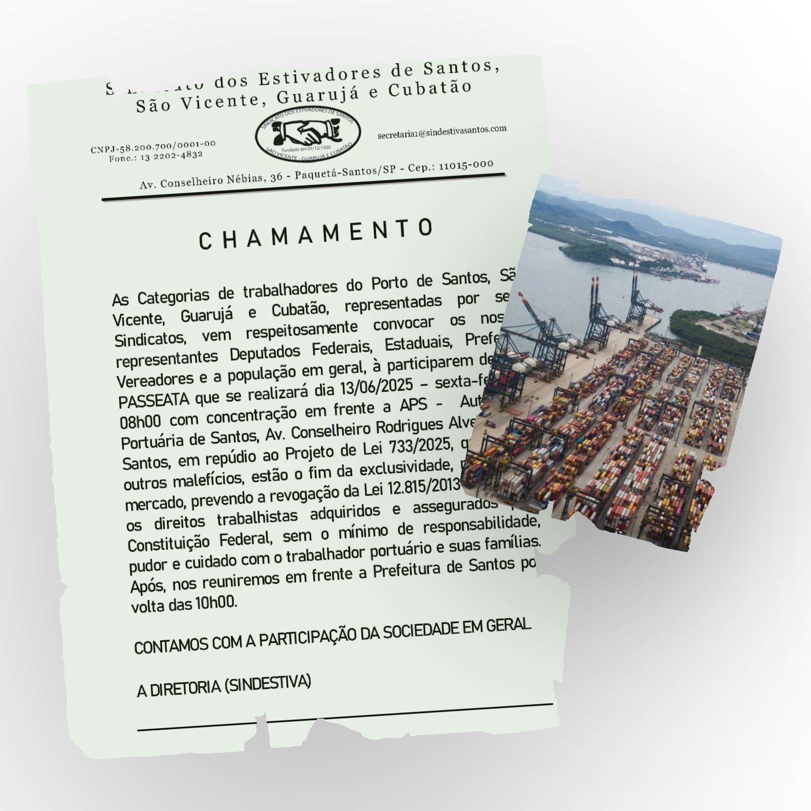 Sindicato chama Mobilização em Defesa dos Trabalhadores Portuários