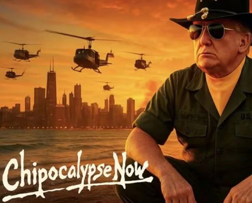 Trump em imagem postada em sua rede social. Uma referência à matança no Vietnã, retratada no filme Apocalypse Now