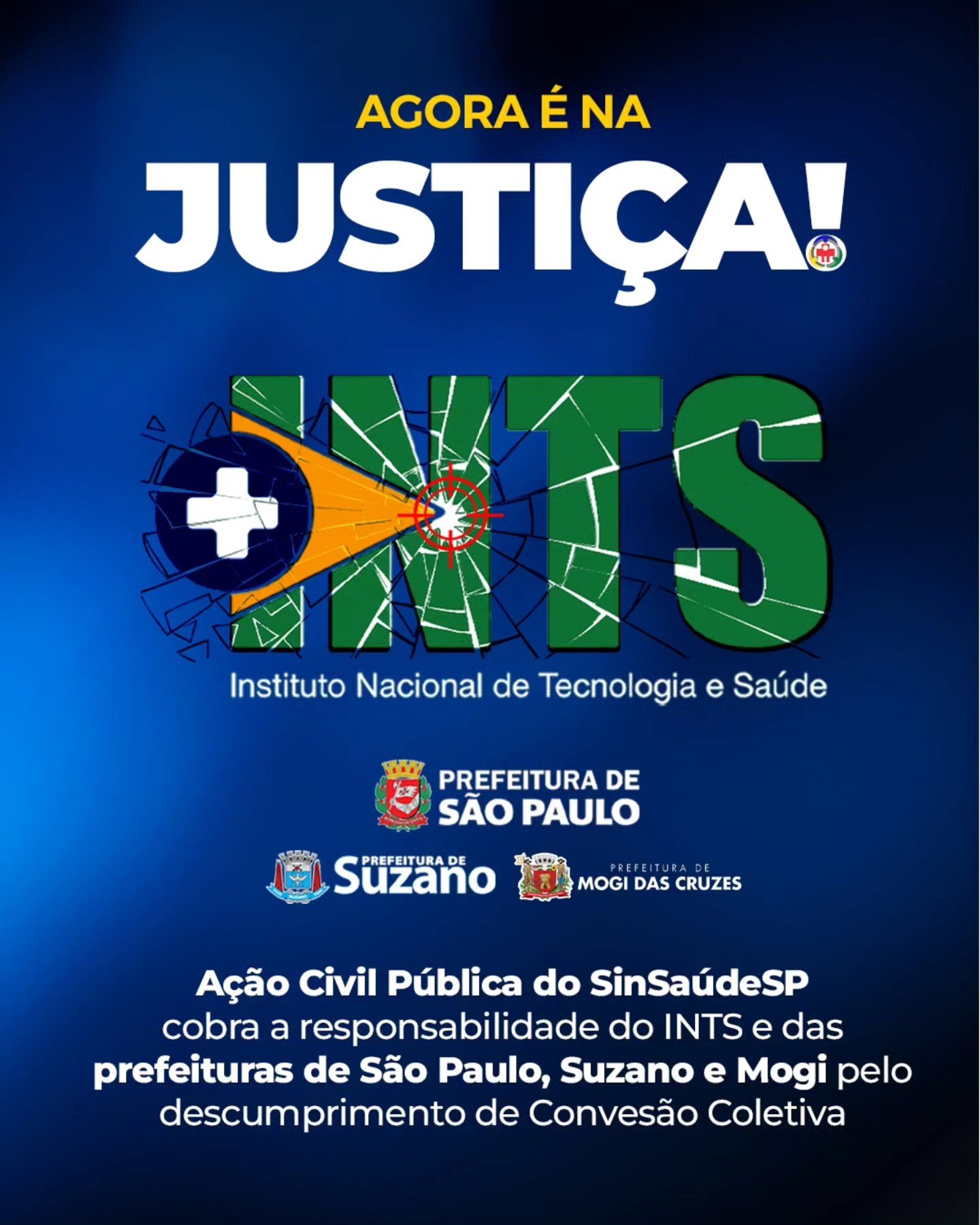 SinSaúdeSP entra na Justiça contra o INTS e contra as Prefeituras de São Paulo, Suzano e Mogi das Cruzes