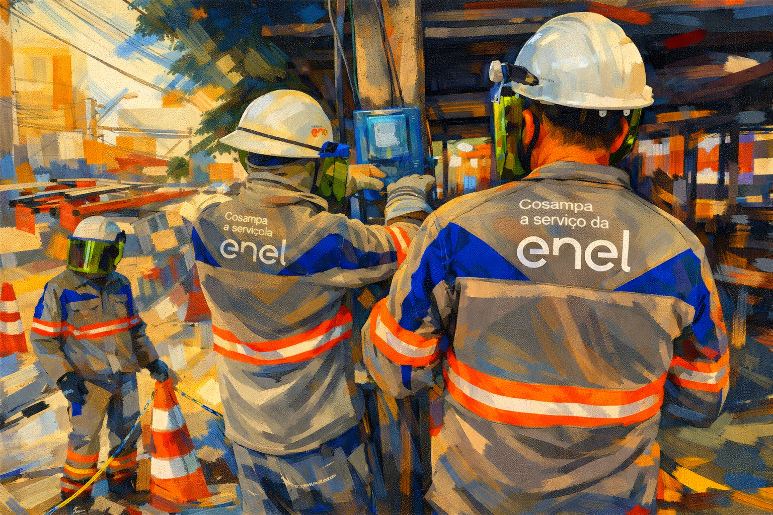 Convocação para ato público em defesa dos direitos dos trabalhadores da Enel e contra a caducidade da concessão de energia.