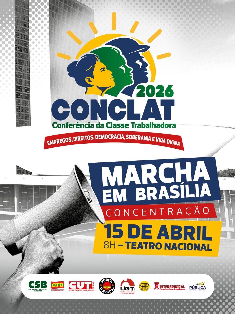 Cartaz de convocação da Marcha para Brasília em 15 de abril de 2026