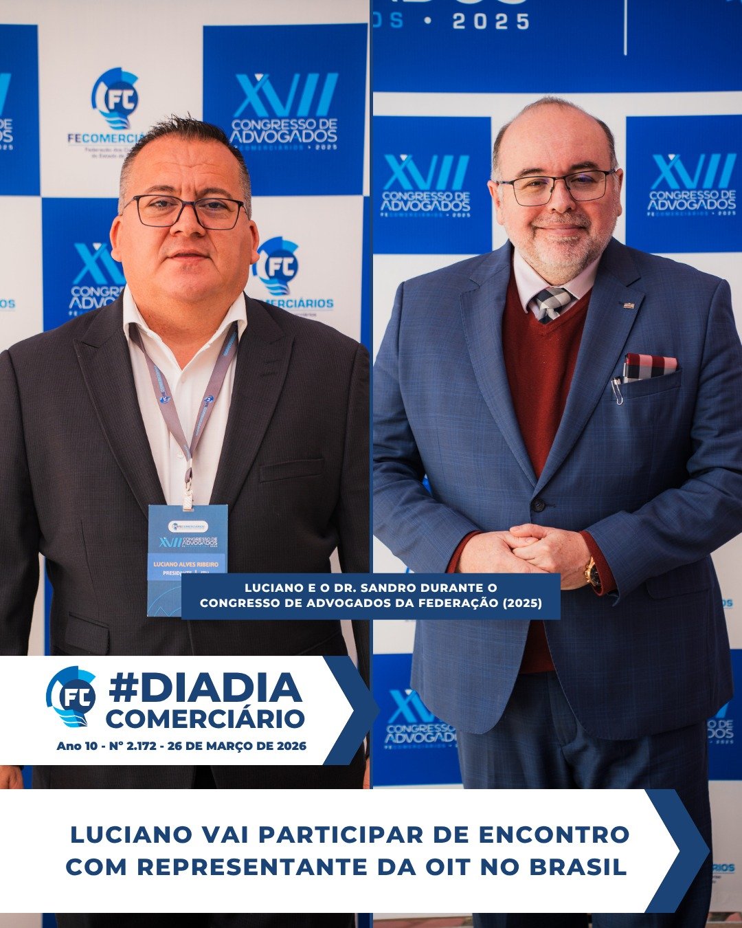 Luciano Ribeiro se reunirá com o representante da OIT no Brasil, Dr. Sandro Lunard, em Curitiba para discutir direitos trabalhistas. Luciano Ribeiro se reunirá com o representante da OIT no Brasil, Dr. Sandro Lunard, em Curitiba para discutir direitos trabalhistas.