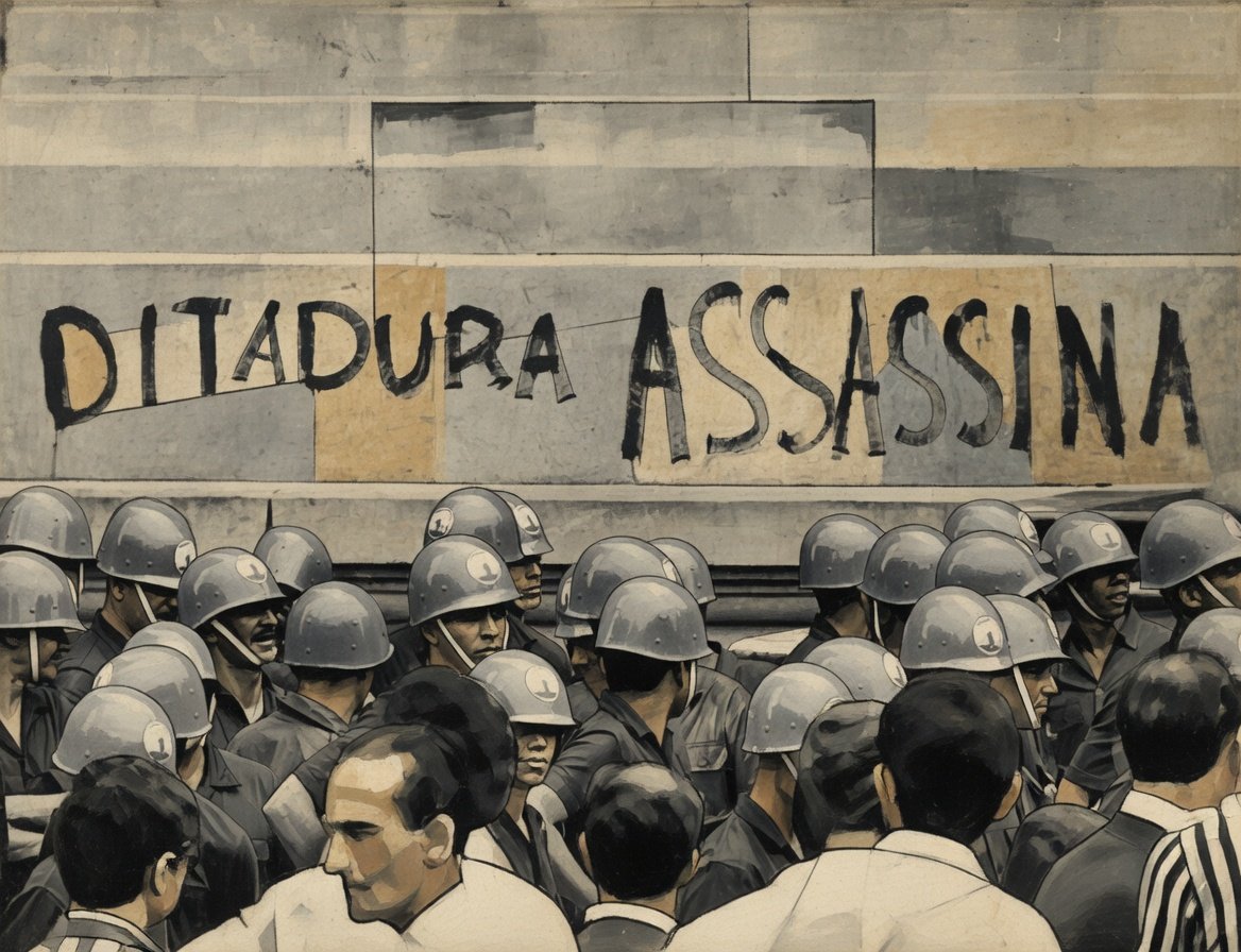 Golpe Militar: Reflexões Sobre a Violência de Estado. Imagem recriada por IA.