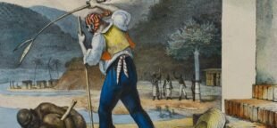 Pintura "Escravo sendo castigado", aquarela de Jean-Baptiste Debret criada por volta de 1826-1828. O livro Casa-Grande & Senzala fala sobre os abusos e o sadismo nas relações durante a escravidão.