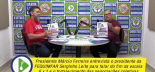 Márcio Ferreira e Serginho discutem redução da jornada e fim da escala 6x1 e mostram cartaz da Conclat de 2026.