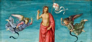 A Páscoa é a comemoração do fundamento da fé cristã — a crença de que Jesus morreu e ressuscitou no terceiro dia. Imagem: Pintura "Ressurreição de Cristo", por Rafael Sanzio (1499–1502).