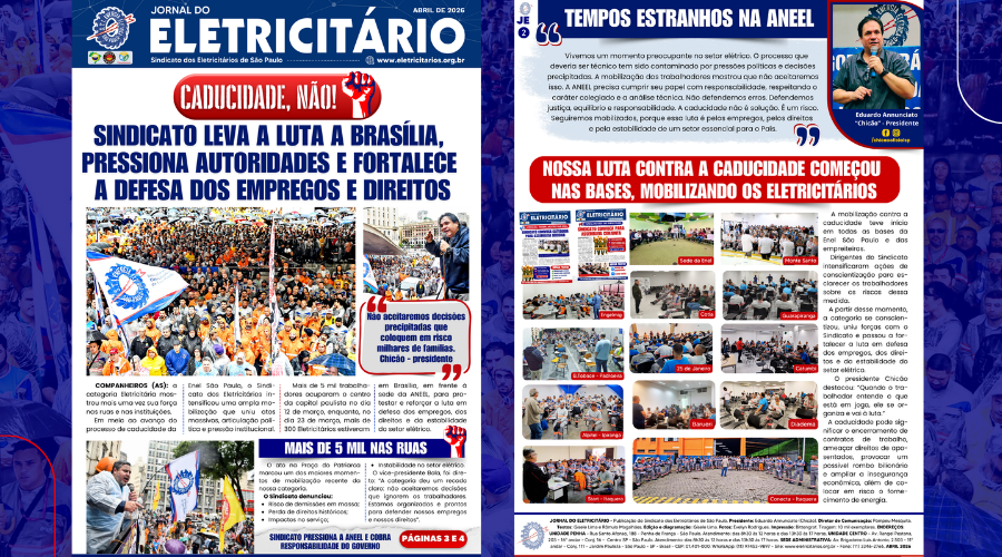 Jornal dos Eletricitários SP reforça luta contra caducidade no setor