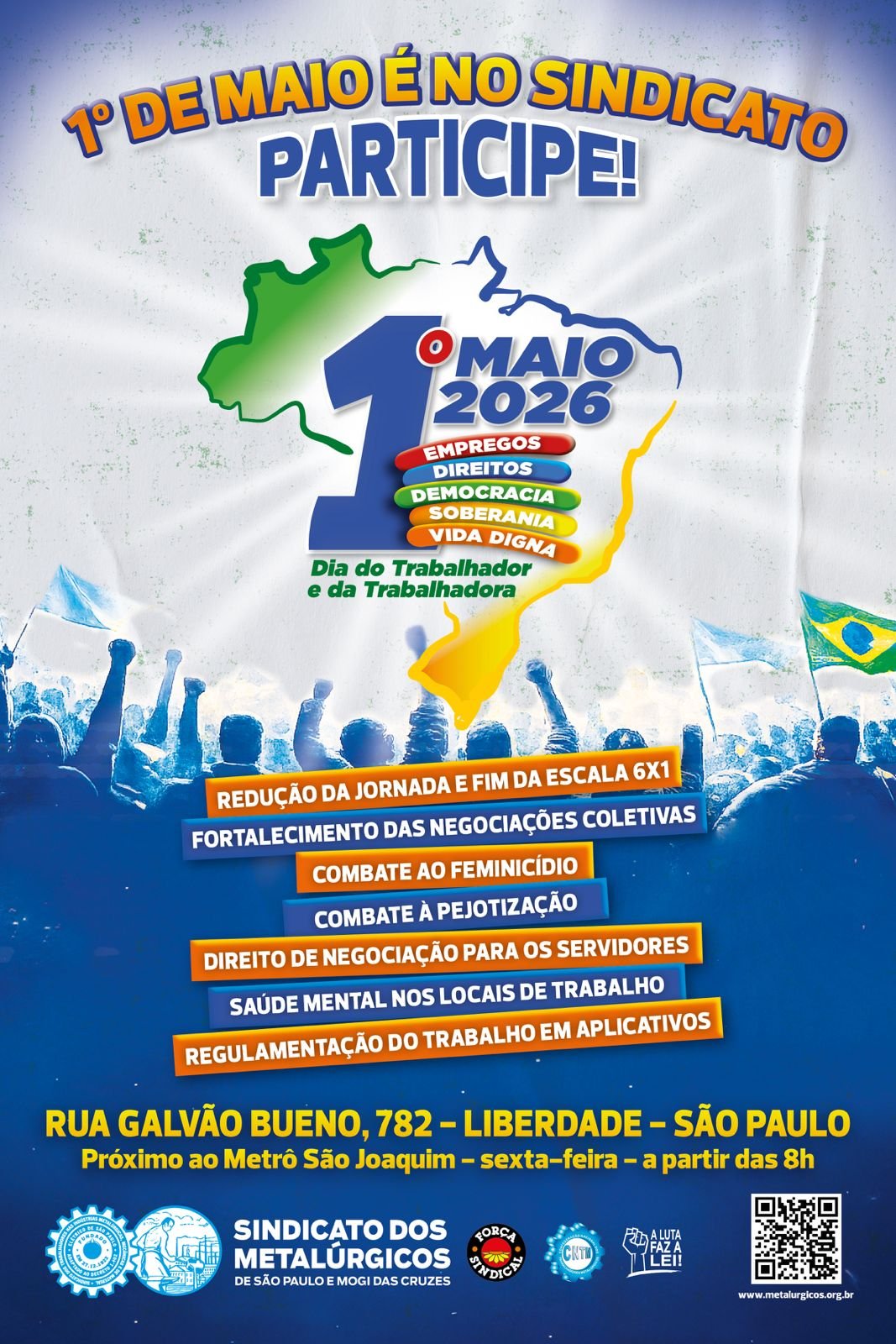 1º de Maio: Sindicato dos Metalúrgicos SP vai realizar evento