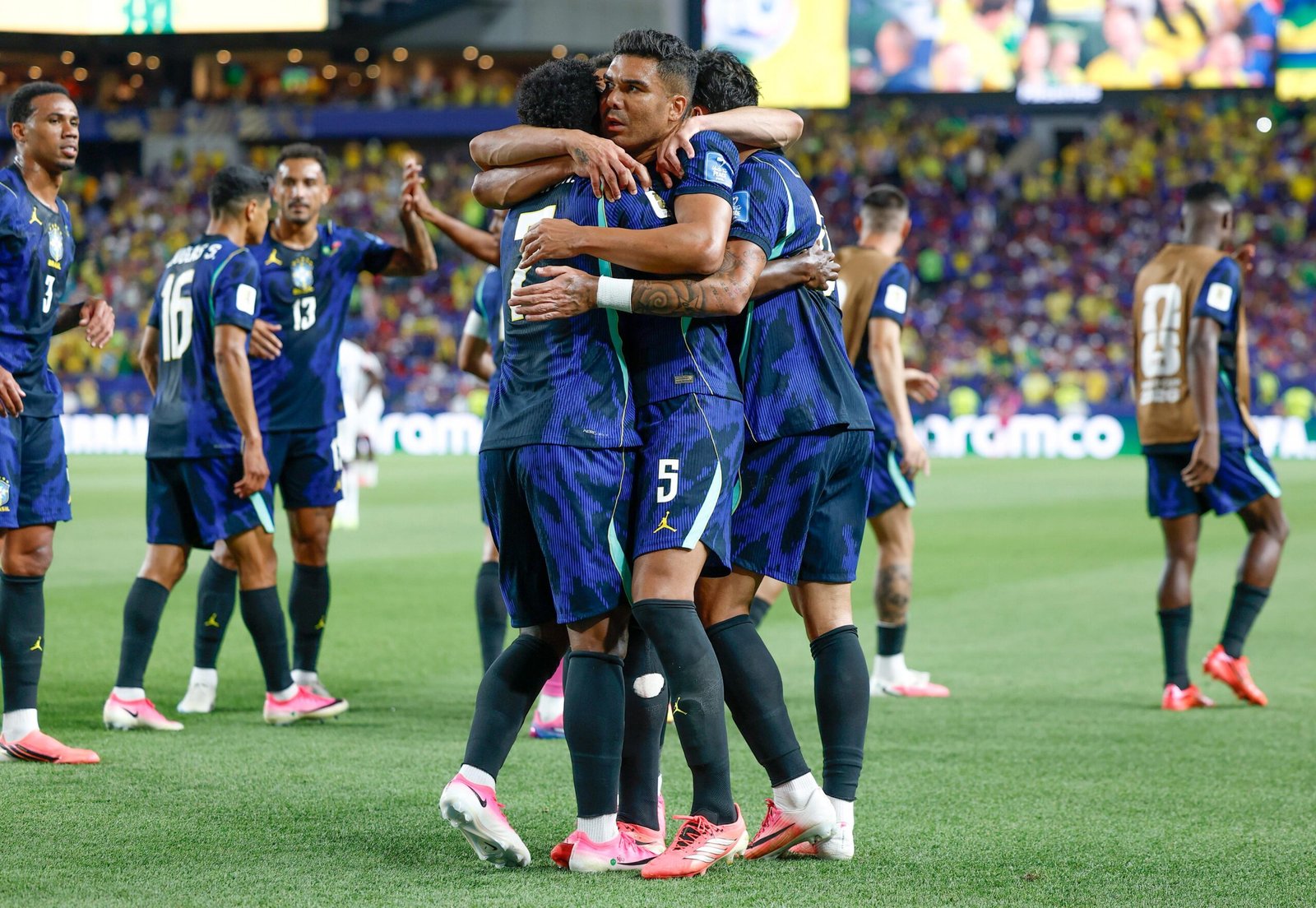 Jogadores comemoram: Brasil 3 x 0 Haiti/Créditos: Rafael Ribeiro/CBF