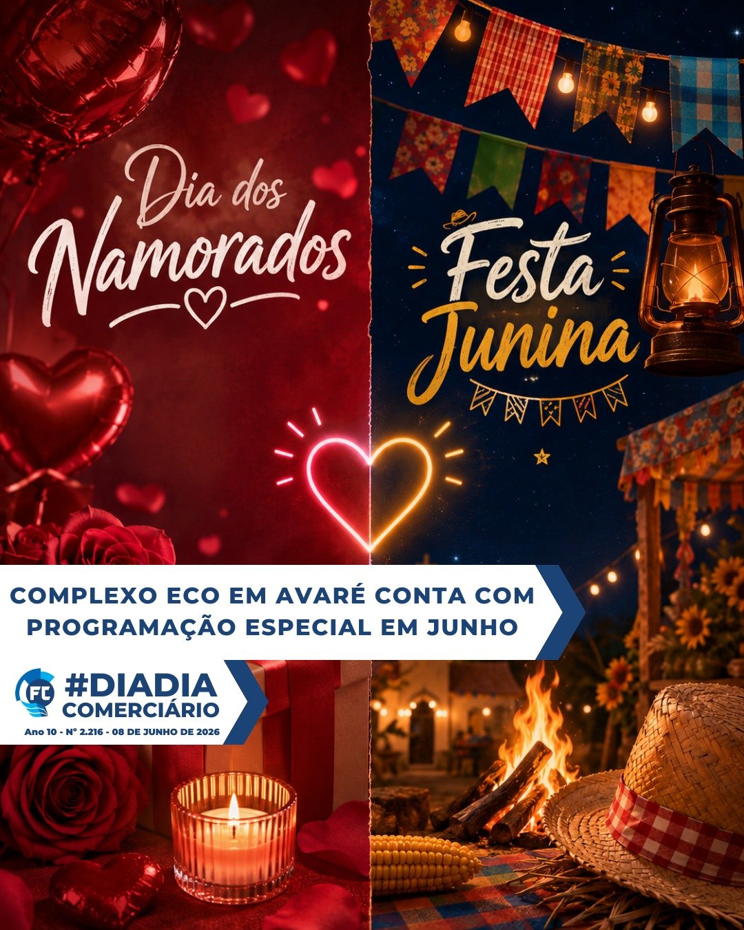 A programação especial de junho no Complexo Eco, tem eventos românticos e festividades de São João para todos.