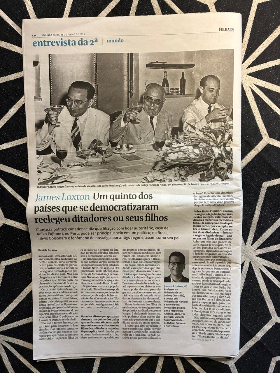 Imagem da matéria no jornal impresso com a foto do Getúlio
