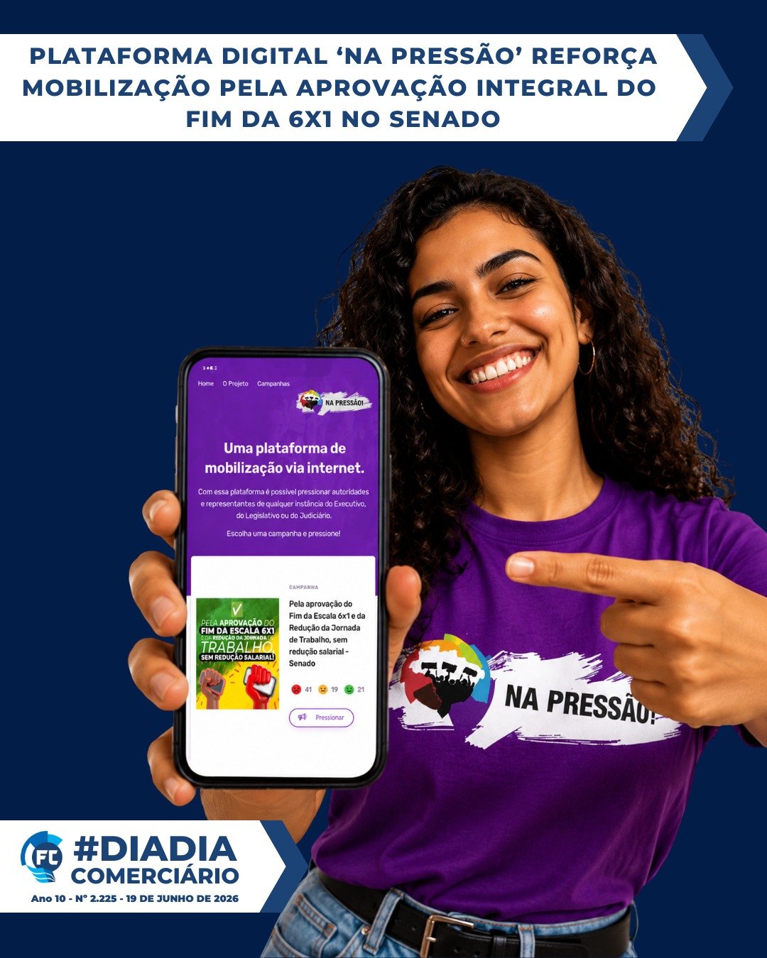 Fecomerciários divulga aplicativo Na Pressão para pressionar senadores para votar na PEC pelo fim da escala 6x1