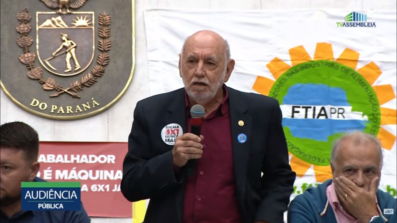 Artur Bueno de Camargo, presidente da CNTA, reforça importância do fim da Escala 6×1 em Audiência Pública no Paraná Artur Bueno de Camargo, presidente da CNTA, reforça importância do fim da Escala 6×1 em Audiência Pública no Paraná