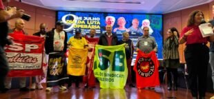 Organizadores do Dia da Luta Operária no Sindpd, 2026. Foto: Sindbrinq