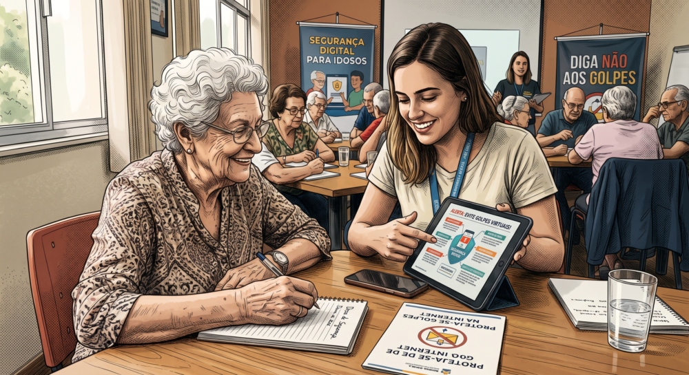 Golpes virtuais: veja como o Sindnapi capacita idosos com oficinas práticas de segurança digital e uso de smartphones.
