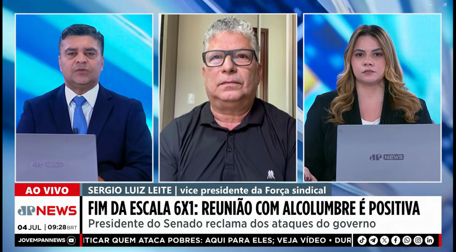 Em programa apresentado pelos jornalistas Roberto Nonato e Beatriz Manfredini, Sérgio Luiz Leite, da Fequimfar, defende jornada menor Em programa apresentado pelos jornalistas Roberto Nonato e Beatriz Manfredini, Sérgio Luiz Leite, da Fequimfar, defende jornada menor