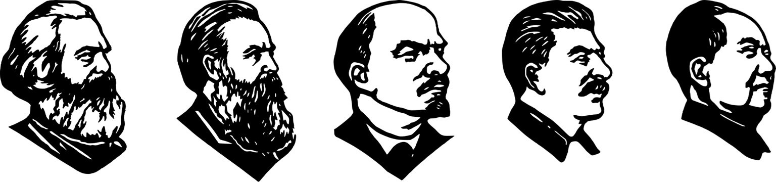 Karl Marx, Friedrich Engels, Vladimir Lenin, Joseph Stalin and Mao Zedong