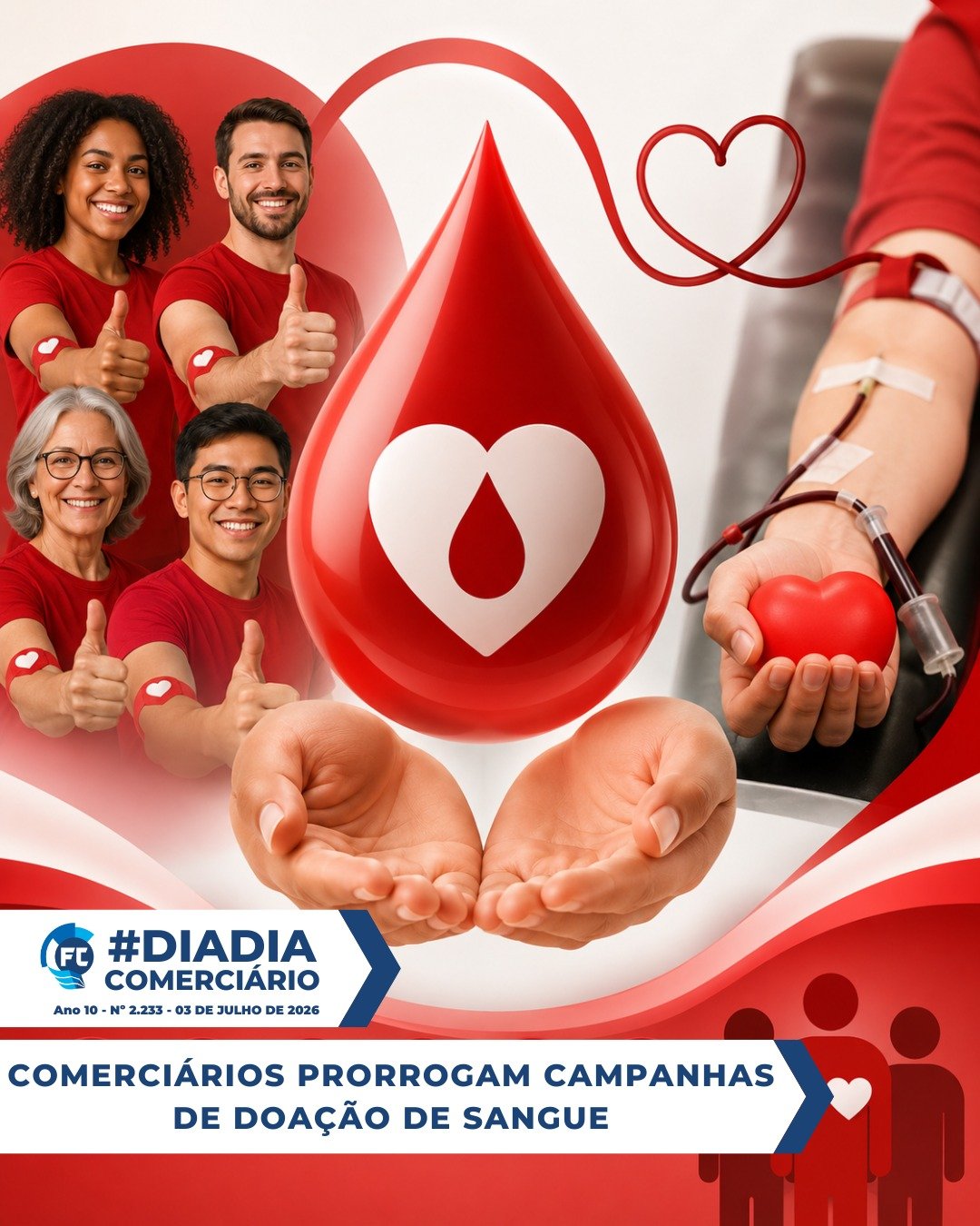 Comerciários prorrogam campanha por doação de sangue.
