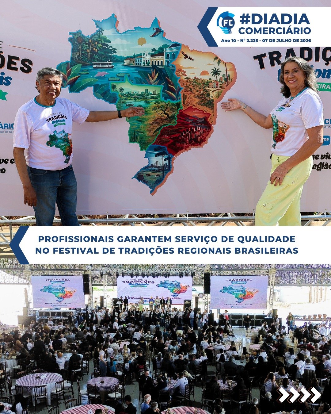 O Festival de Tradições Regionais destaca a cultura brasileira e arrecada alimentos para os necessitados.