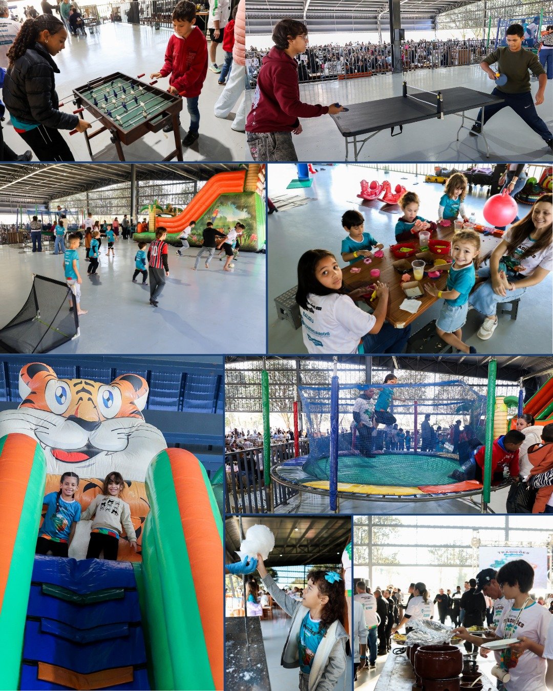 No Festival de Tradições Regionais, as crianças se divertem com atividades supervisionadas enquanto os pais relaxam.