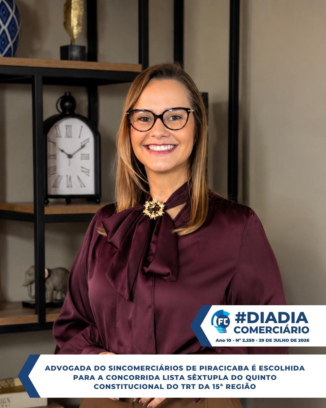 Dra. Vivian Previde, Advogada do Sincomerciários de Piracicaba, é reconhecida por sua defesa dos direitos sociais e trabalho sindical.