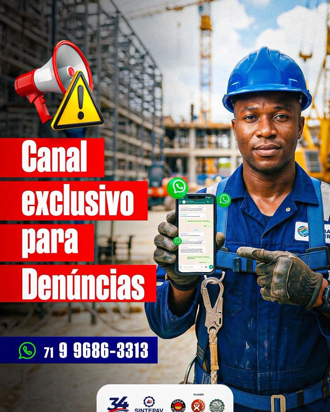 O Sintepav-BA criou um canal exclusivo para denúncias, fortalecendo a proteção dos trabalhadores da construção pesada.