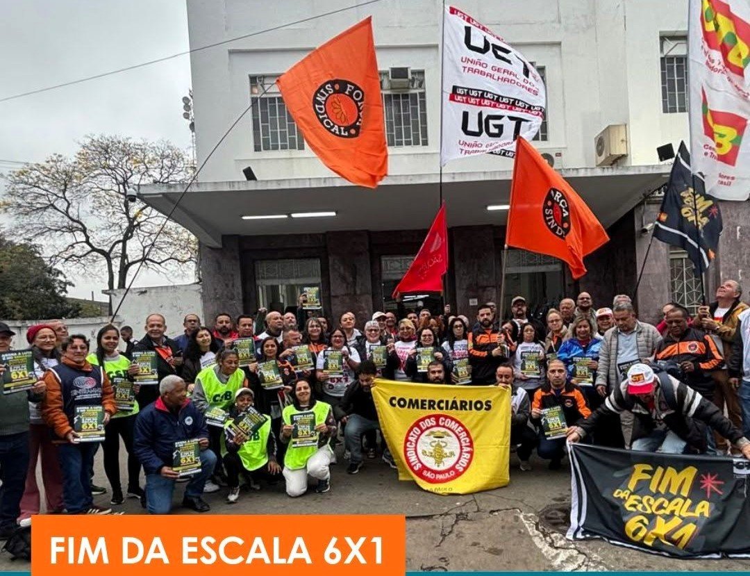 Entidades sindicais se mobilizam em apoio à luta pela redução da jornada de trabalho sem redução salarial em São Paulo.