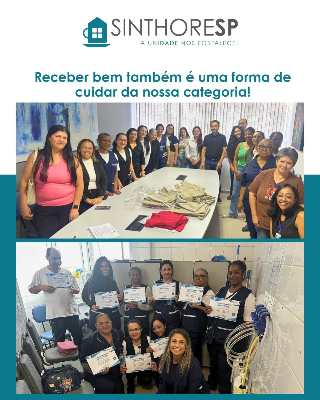Sinthoresp promove treinamento das equipes de limpeza para aprimorar procedimentos, organização, segurança e atendimento nas unidades do Sindicato