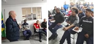 Miguel Torres discute a jornada menor na Delga e a redução da jornada de trabalho durante encontro com trabalhadores.