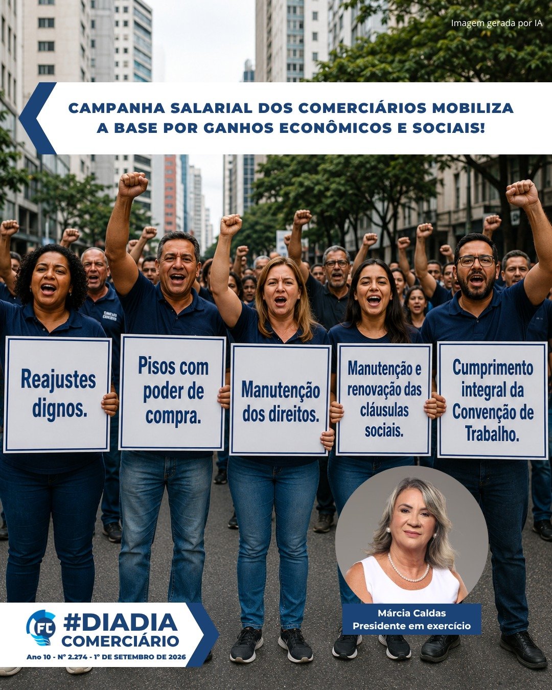 A Campanha salarial dos comerciário reivindica melhores condições e direitos trabalhistas.