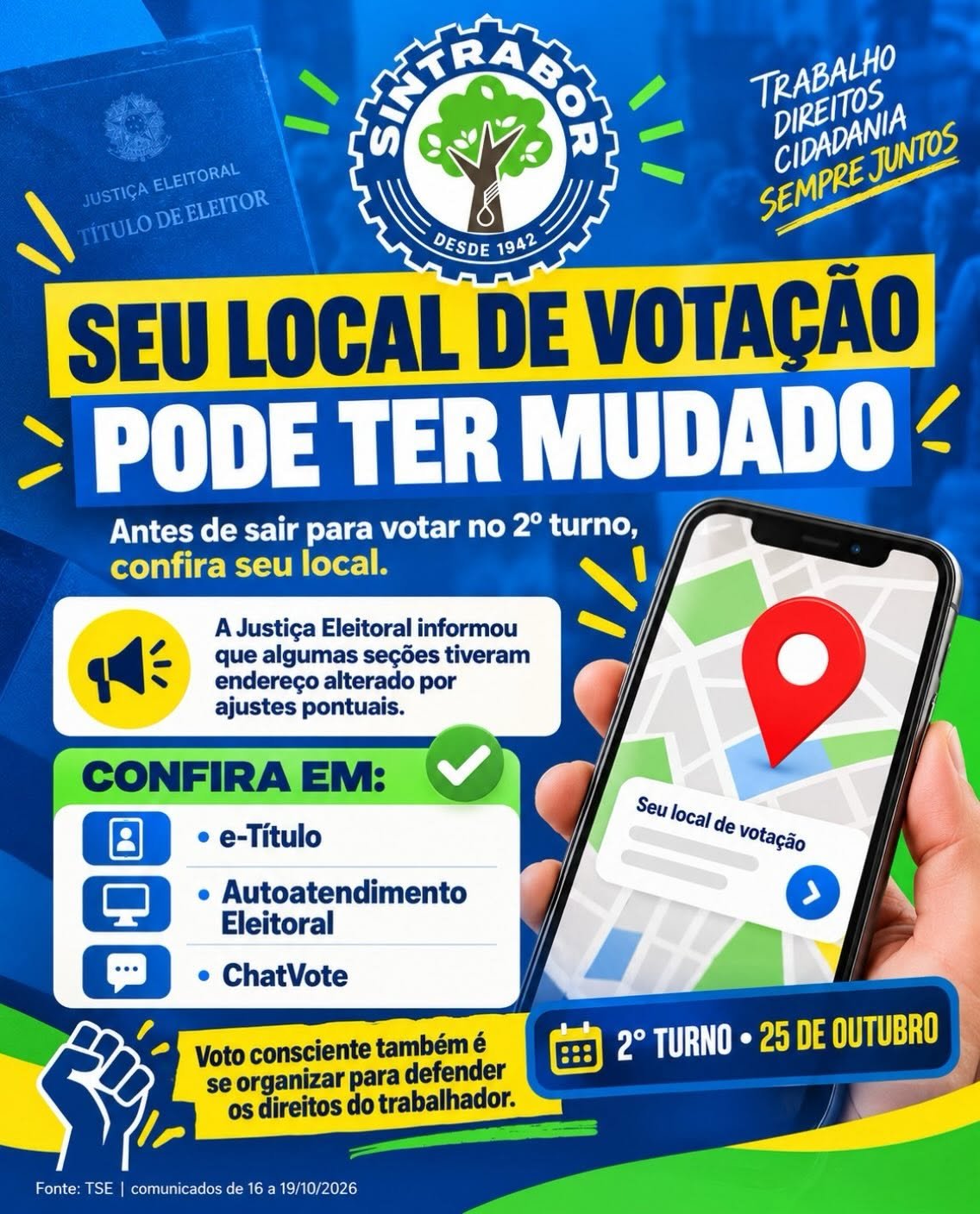 Sintrabor: orientações sobre segundo turno.